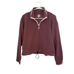 Pink Victoria's Secret Cropped Fleece Pullover Sweater - Size M